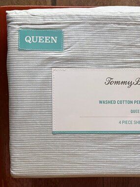 Tommy Bahama Queen Size ISLAND CAYS STRIPE Cotton Sheet Set (lt seafoam green)